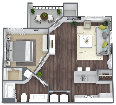 Equestrian Luxury Apartment Homes in Tucson, Arizona 1 Bed 1 Bath Floor Plan